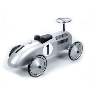 voiture de course au look rétro pour enfant en métal argent